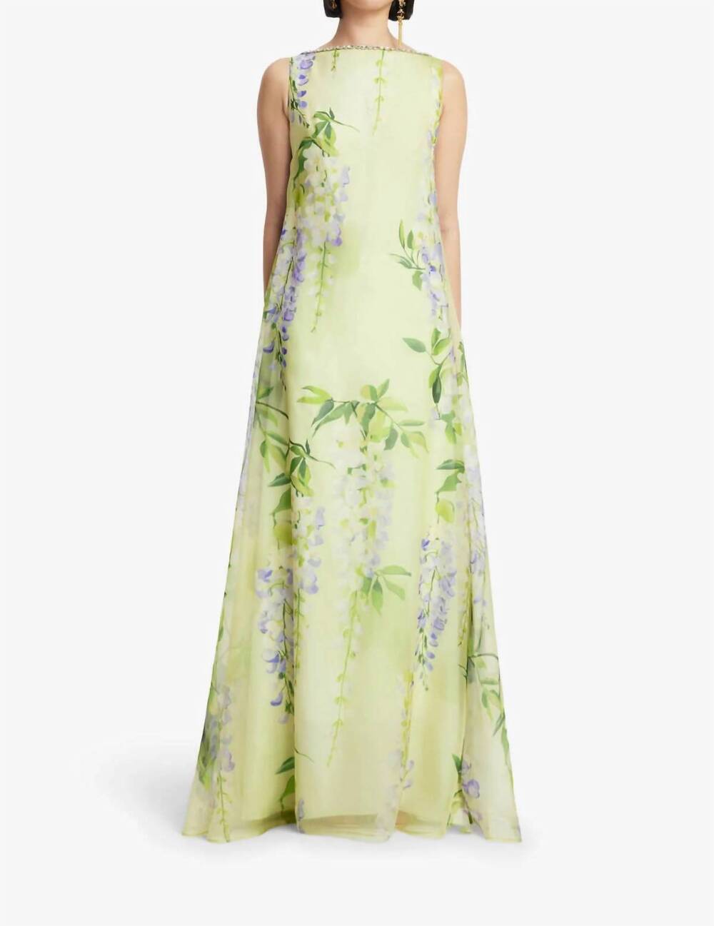 NEW LEO LIN yumei embellished open back gown in wisteria print